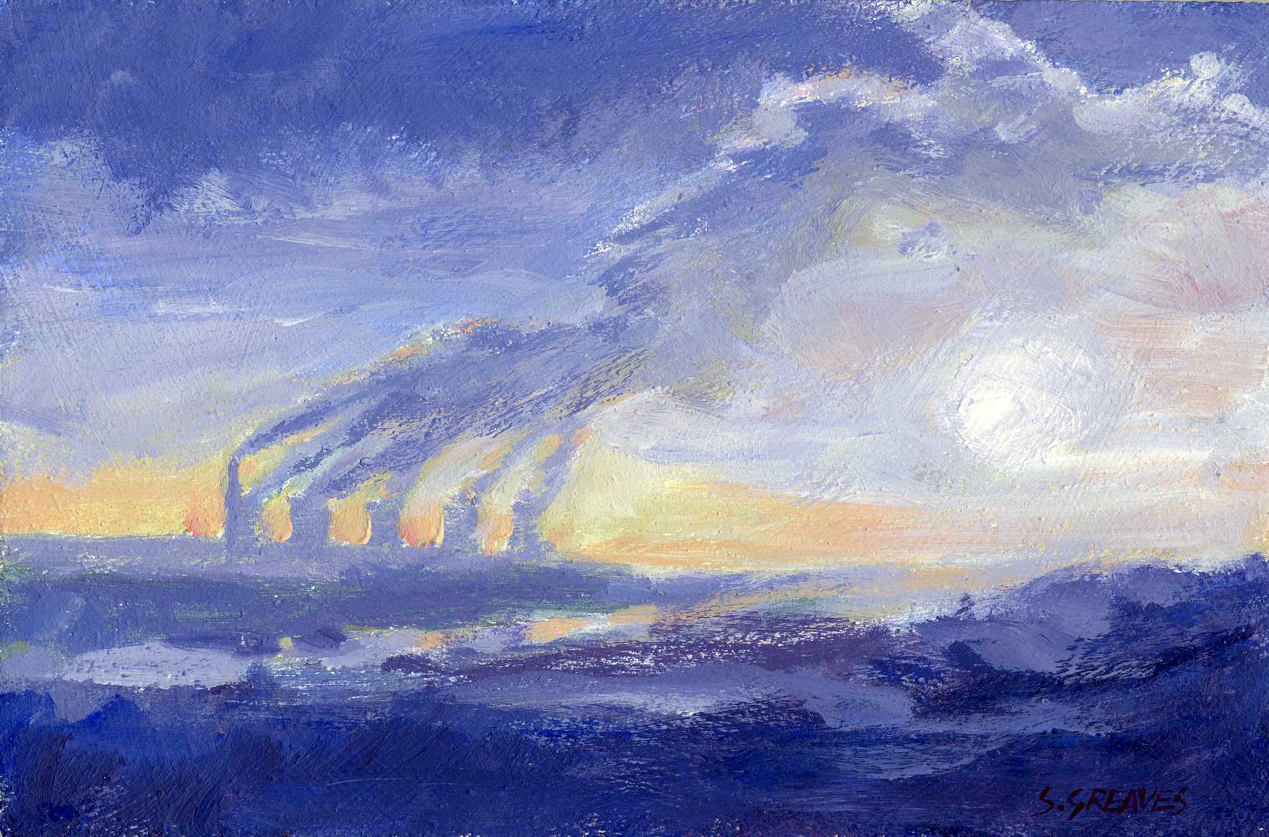 Steve Greaves - Rattcliff-on-Soar Power Station - landscape painting