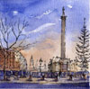 Steve Greaves - Trafalgar Sqare - landscape painting in ink & watercolour