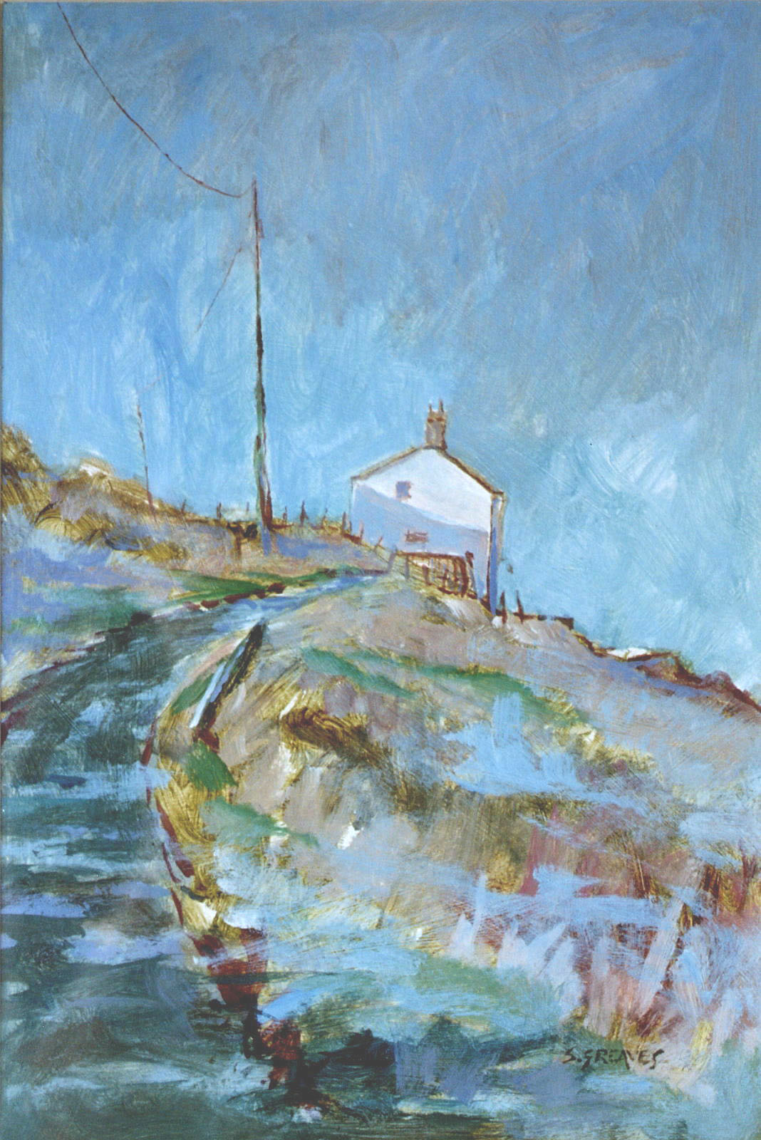 Steve Greaves - Cliff Path, Staithes  - landscape painting in acrylic