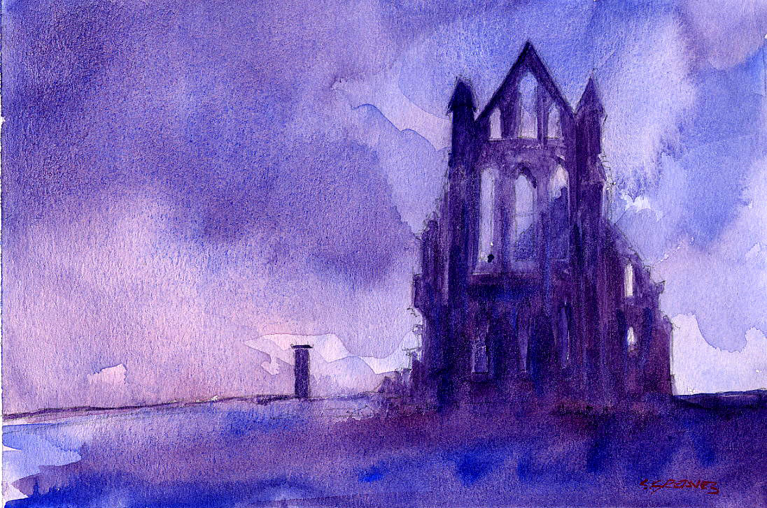 Steve Greaves - Whitby Abbey  - watercolour landscape painting